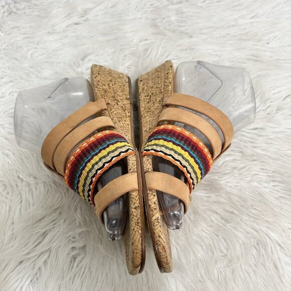 Donald J Pliner Rainbow Striped DARA Cork Wedge Sandal, Multi-Color Size 9M - Picture 7 of 10